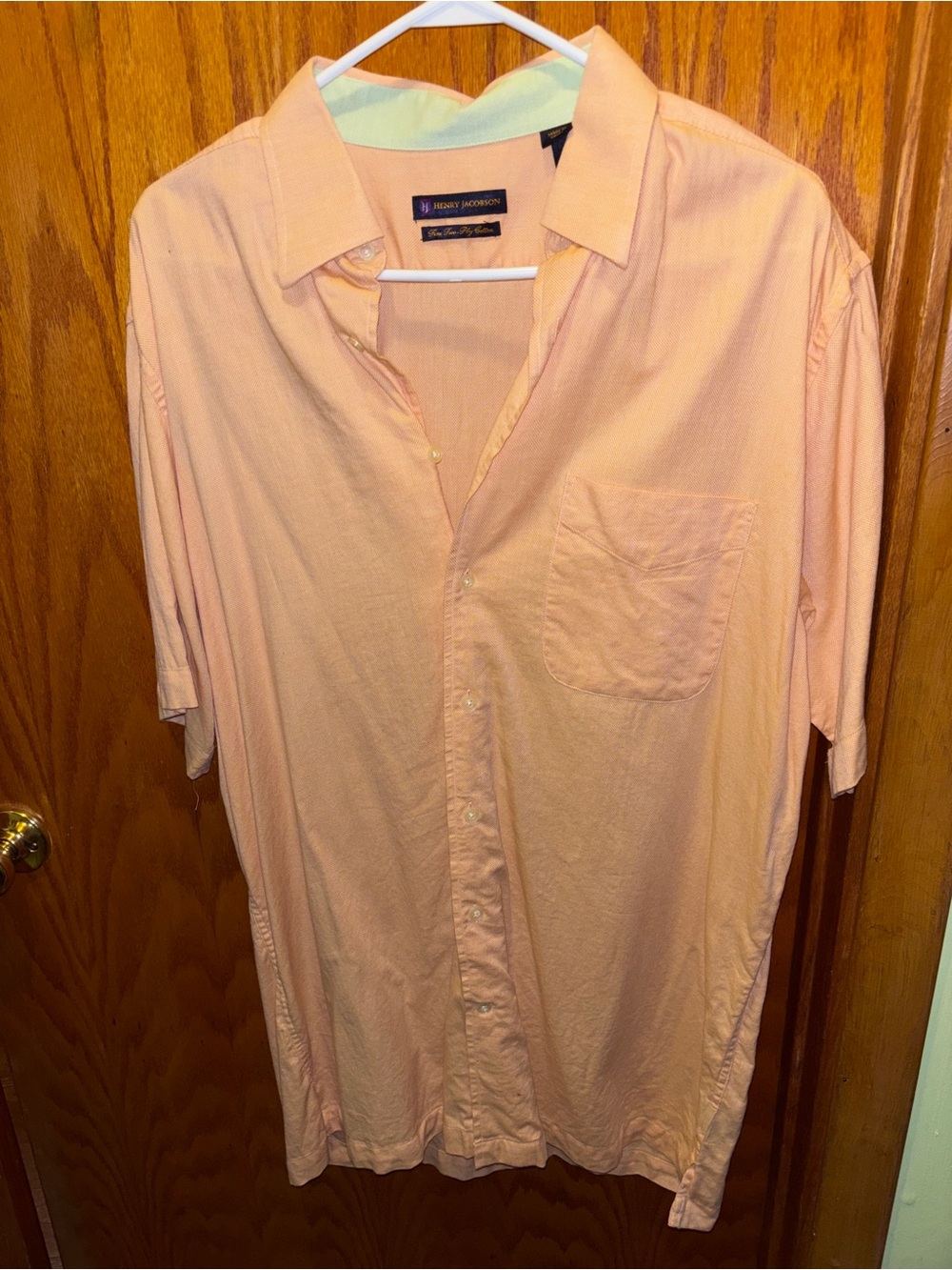 Relaxed Peach Short-Sleeve Button-Down Shirt